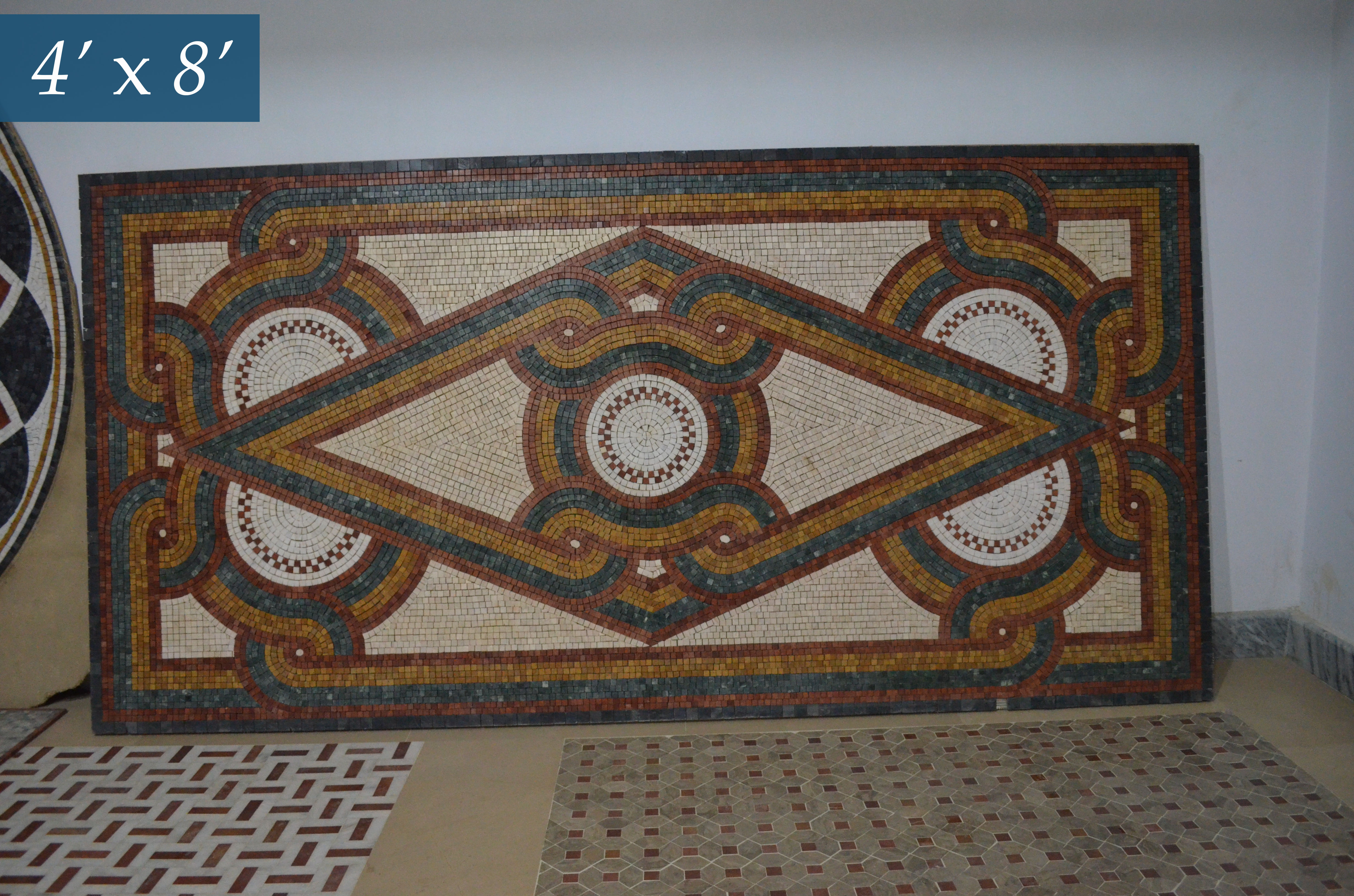 Mosaic carpet panel stone inlay