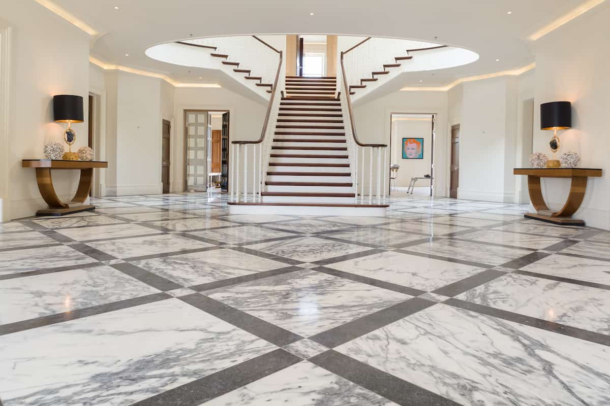 Elegant marble flooring and stone finishes